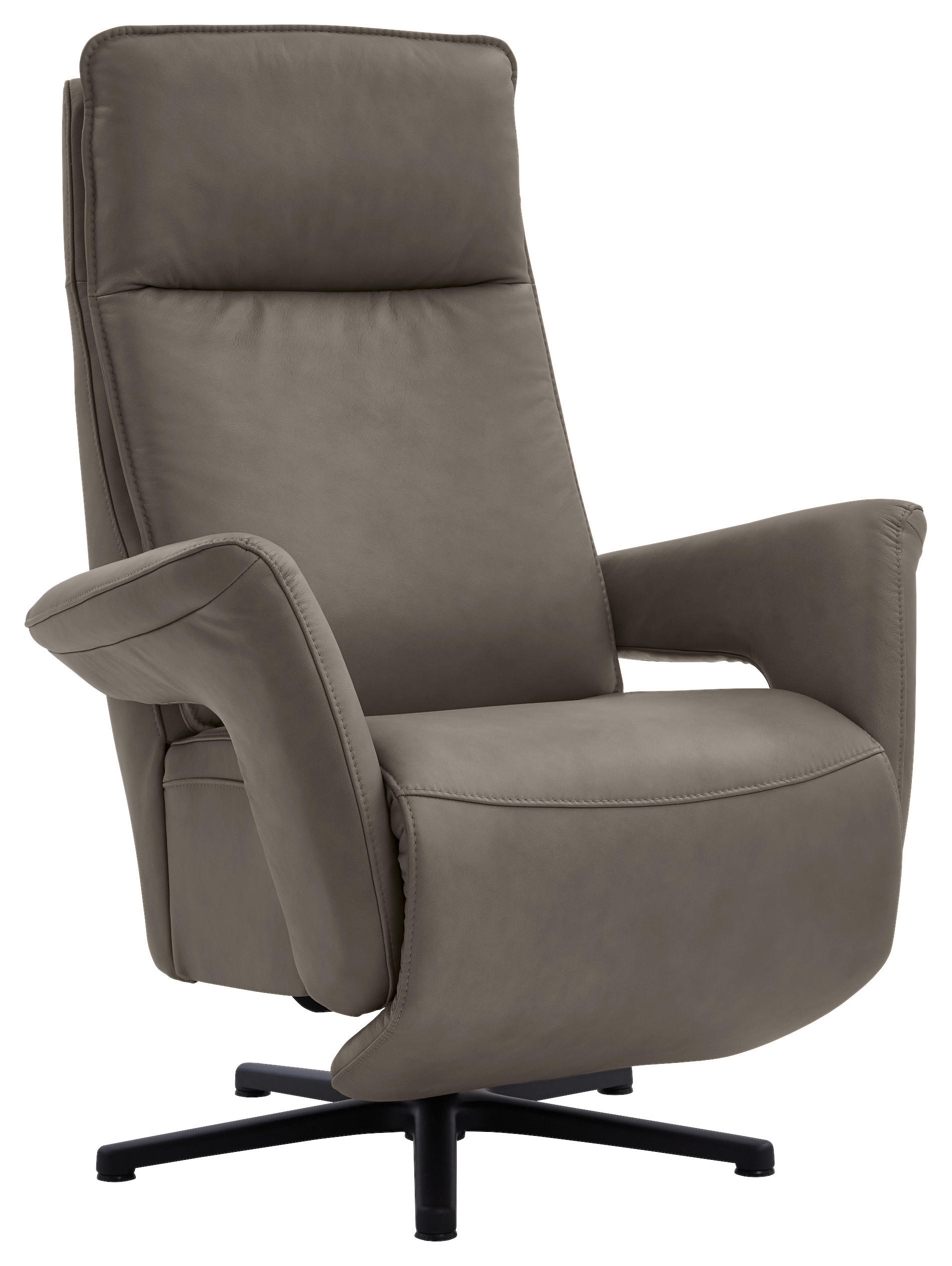 RELAXSESSEL in Leder Graubraun  - Graubraun/Schwarz, Design, Leder/Metall (83/112/87-174cm) - Valdera