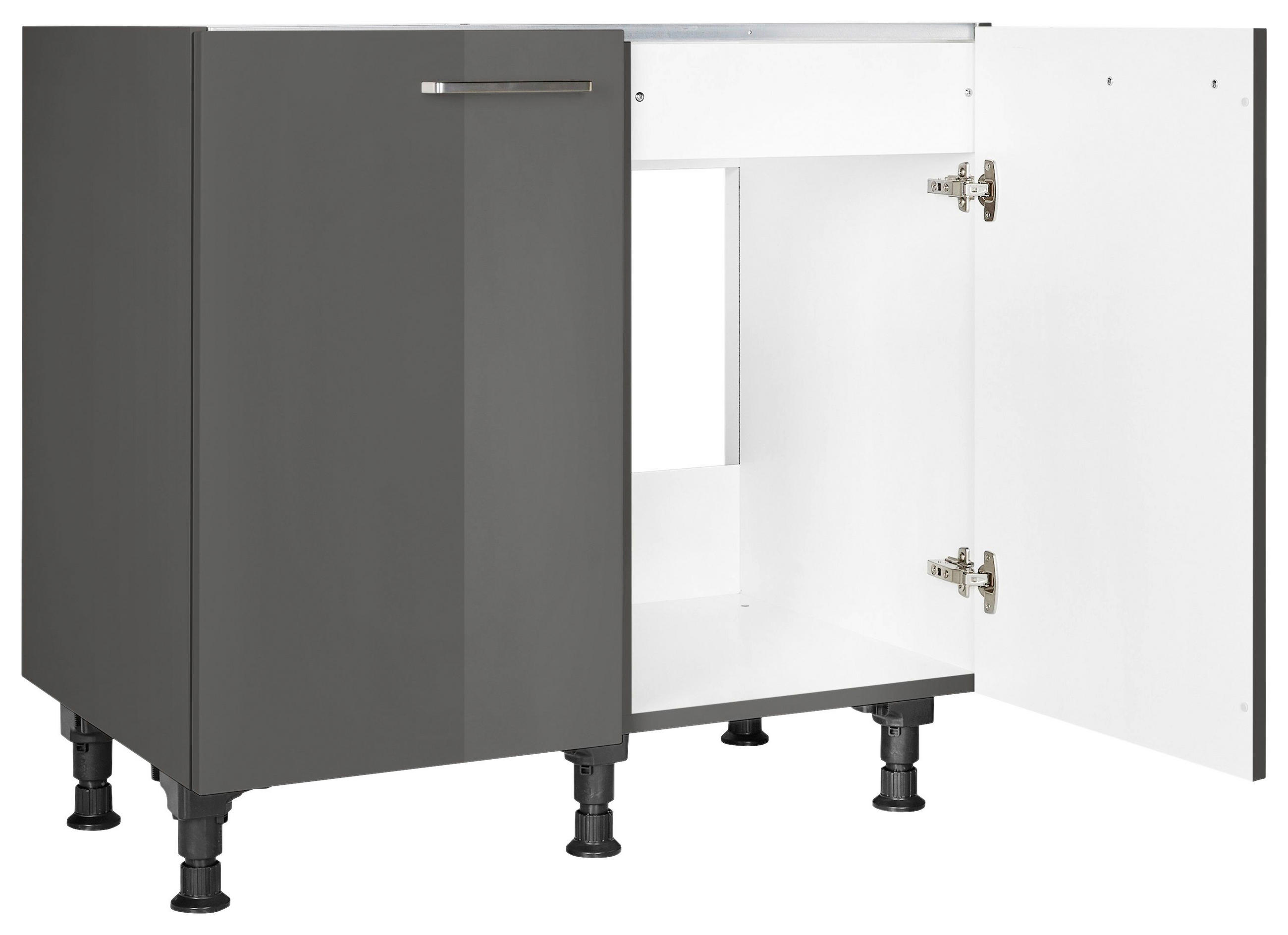 SPÜLENUNTERSCHRANK 90/87/56 cm  in Schieferfarben  - Schieferfarben/Edelstahlfarben, MODERN, Holzwerkstoff/Metall (90/87/56cm) - Nobilia