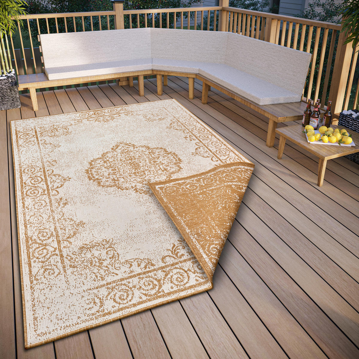 OUTDOORTEPPICH 80/150 cm Twin Supreme Creme, Honig  - Creme/Honig, Design, Kunststoff (80/150cm)