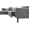 ECKSOFA Grau Cord Rücken echt, Kopfteilverstellung, Sitzvorzug  - Schwarz/Grau, KONVENTIONELL, Textil/Metall (219/311cm) - Hom`in