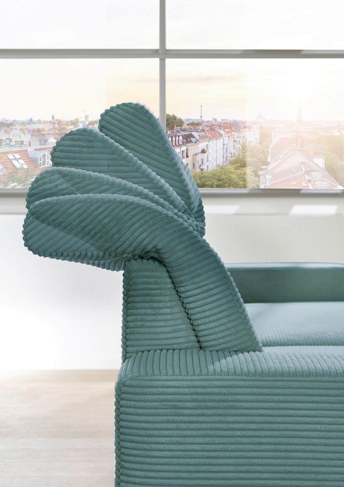 ECKSOFA in Cord Petrol  - Petrol/Schwarz, Konventionell, Textil/Metall (290/178cm) - Sit & More