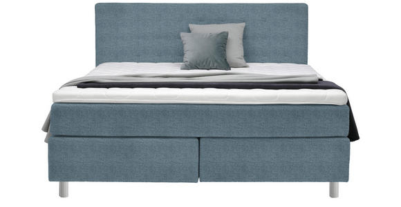 BOXSPRINGBETT 180/200 cm  in Blau  - Chromfarben/Blau, KONVENTIONELL, Kunststoff/Textil (180/200cm) - Voleo