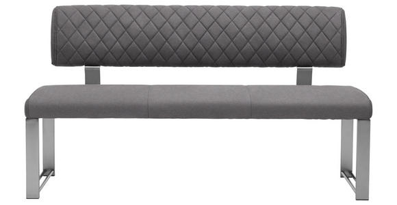 SITZBANK 140/87,5/62 cm in Edelstahlfarben, Dunkelgrau - Edelstahlfarben/Dunkelgrau, Design, Textil/Metall (140/87,5/62cm) - Dieter Knoll