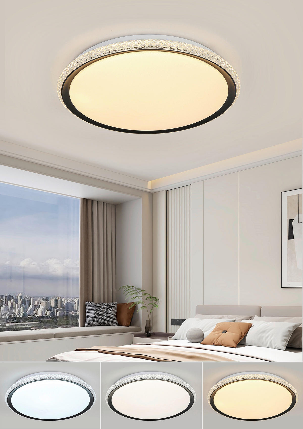 DECKENLEUCHTE  40/6 cm    - Transparent/Schwarz, Trend, Kunststoff/Metall (40/6cm) - Novel