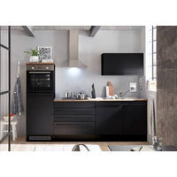 KÜCHENBLOCK 260 cm   in Schwarz  - Eichefarben/Schwarz, LIFESTYLE, Holzwerkstoff/Kunststoff (260cm) - MID.YOU