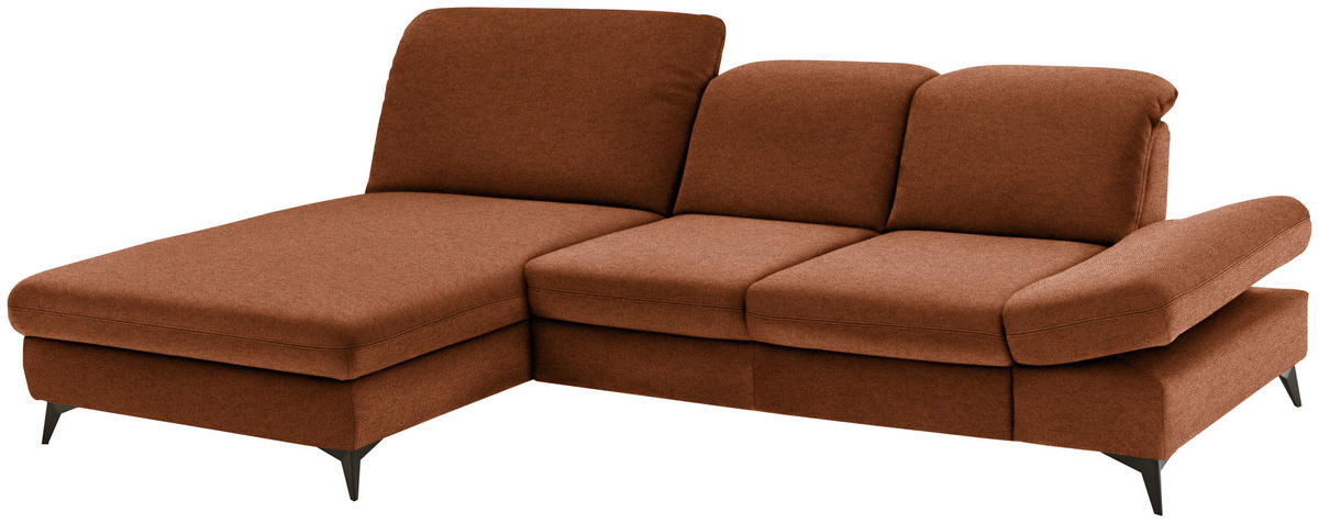 ECKSOFA  in Chenille Rostfarben  198/288 cm  - Rostfarben/Schwarz, Design, Textil/Metall (198/288cm) - Beldomo Style