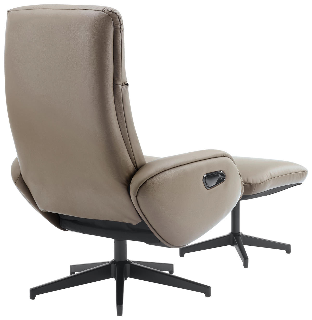 RELAXAČNÍ KŘESLO S TABURETEM, textil, kůže, šedohnědá - černá/šedohnědá, Design, kov/textil (77/107/75cm) - Livetastic