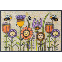 FUßMATTE 50/75 cm Friendly Flowers  - Beige, ROMANTIK / LANDHAUS, Kunststoff/Textil (50/75cm) - wash+dry