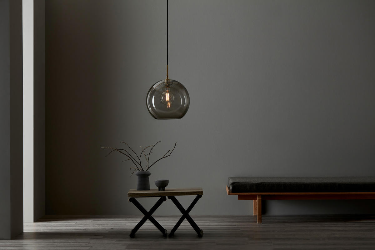 HÄNGELEUCHTE Gloria 32/29 cm   - Dunkelbraun/Messingfarben, KONVENTIONELL, Glas/Metall (32/29cm) - Belid