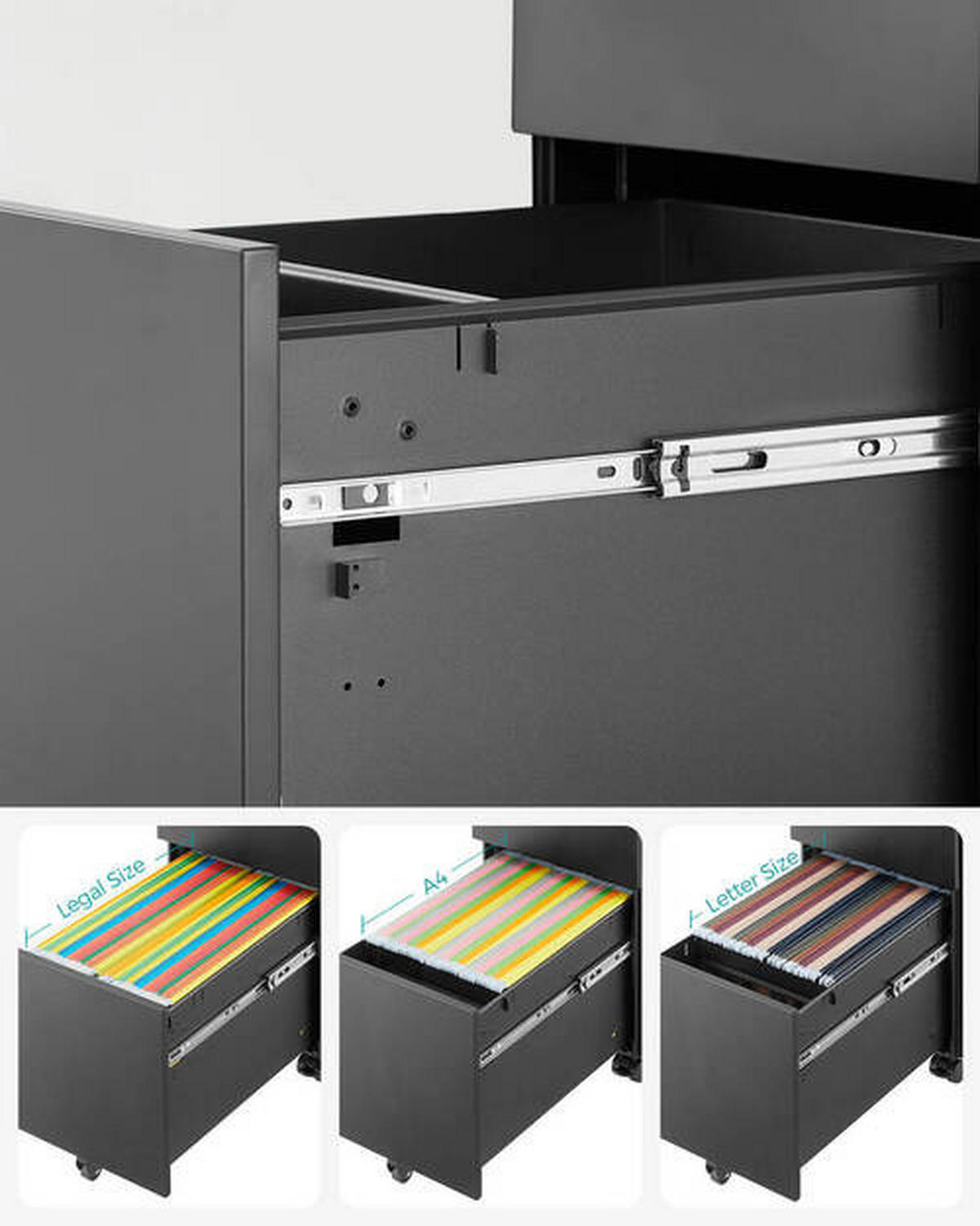 ROLLCONTAINER Schwarz  - Schwarz, Basics, Metall (30/60/45cm) - Boxxx