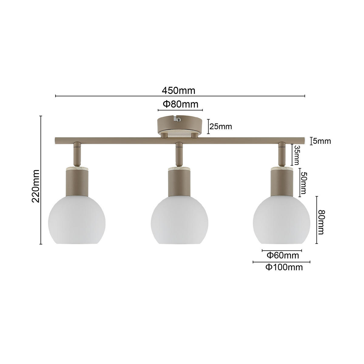 STRAHLER Merope 45/10/18,5 cm  - Sandfarben/Eschefarben, Basics, Glas/Metall (45/10/18,5cm) - Novel