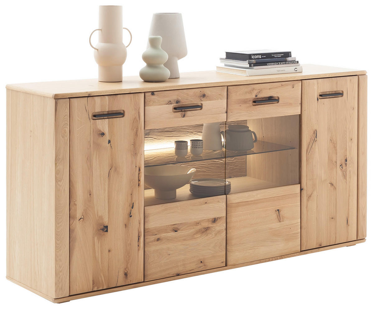 SIDEBOARD Eichefarben  179/90/44 cm  - Eichefarben/Anthrazit, Konventionell, Glas/Holz (179/90/44cm) - Cantus