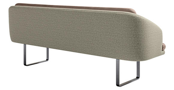 SITZBANK 255/89/68 cm Velours, Flachgewebe Sandfarben, Graugrün Metall  - Sandfarben/Schwarz, Design, Textil/Metall (255/89/68cm) - Dieter Knoll