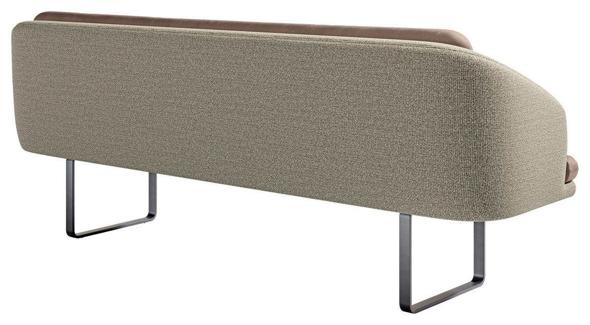 SITZBANK 255/89/68 cm Velours, Flachgewebe Sandfarben, Graugrün Metall  - Sandfarben/Schwarz, Design, Textil/Metall (255/89/68cm) - Dieter Knoll