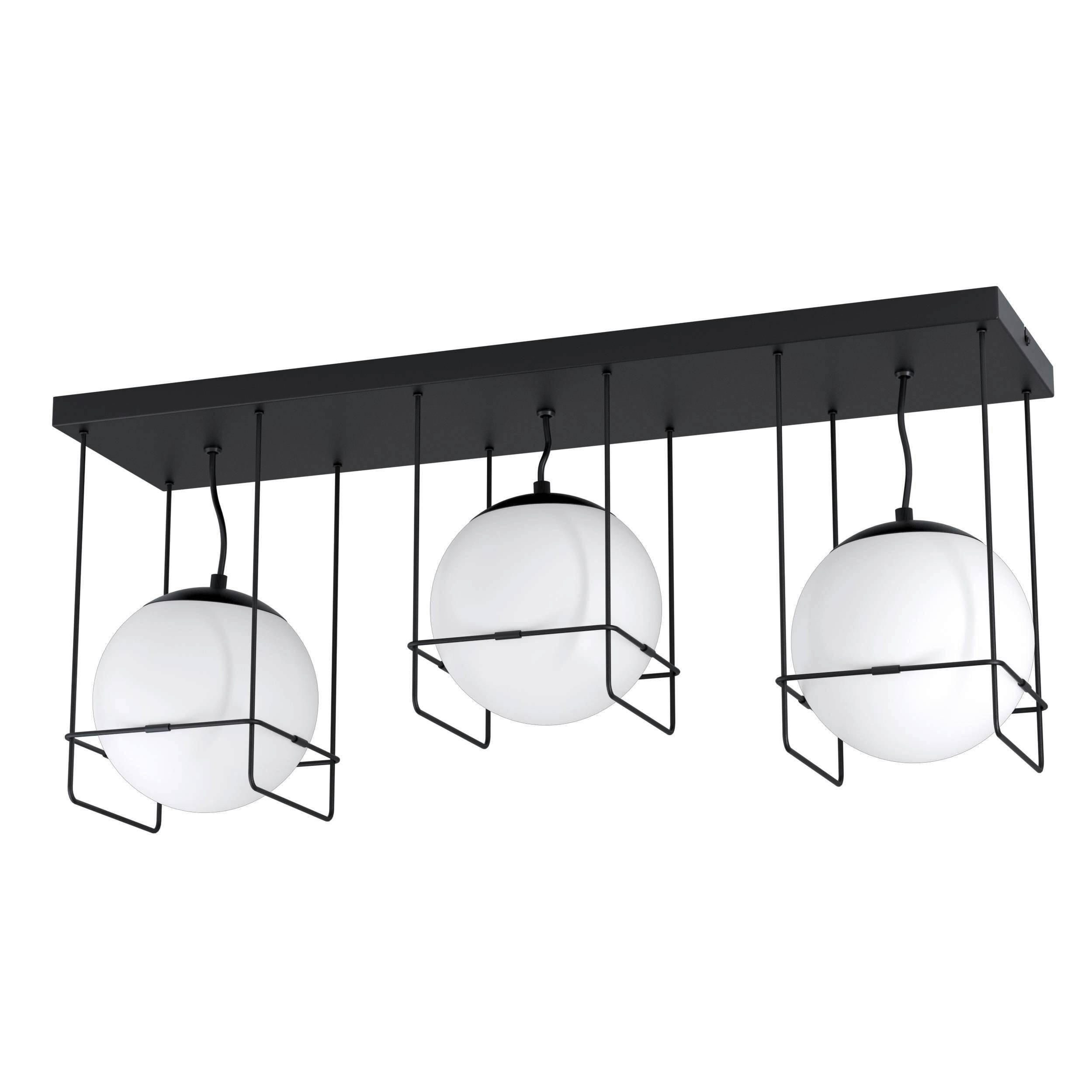 DECKENLEUCHTE Versuola 77/20/32,5 cm   - Schwarz/Weiß, Design, Glas/Metall (77/20/32,5cm) - Eglo