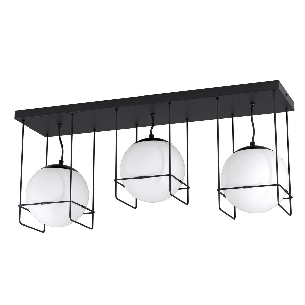 DECKENLEUCHTE    77/20/32,5 cm  - Weiss/Schwarz, Design, Glas/Metall (77/20/32,5cm) - Eglo