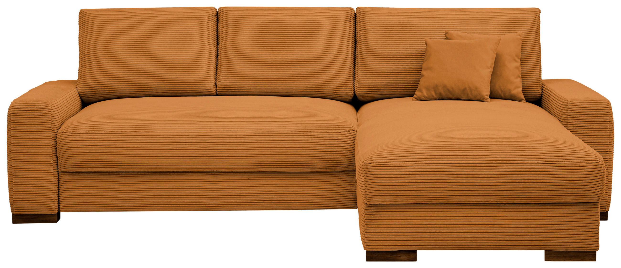 ECKSOFA in Cord Currygelb  - Currygelb/Schwarz, Design, Holz/Textil (264/184cm) - Stylife