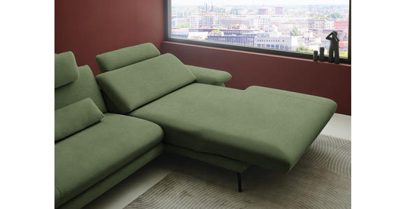 ECKSOFA  in Chenille, Flachgewebe Grün  284/180 cm  - Schwarz/Grün, Design, Textil/Metall (284/180cm) - Dieter Knoll