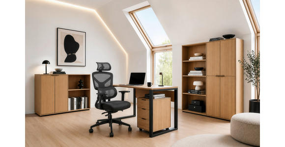 AKTENSCHRANK Eiche furniert, massiv Eichefarben  - Eichefarben, Natur, Holz/Holzwerkstoff (73/189/38cm) - Linea Natura