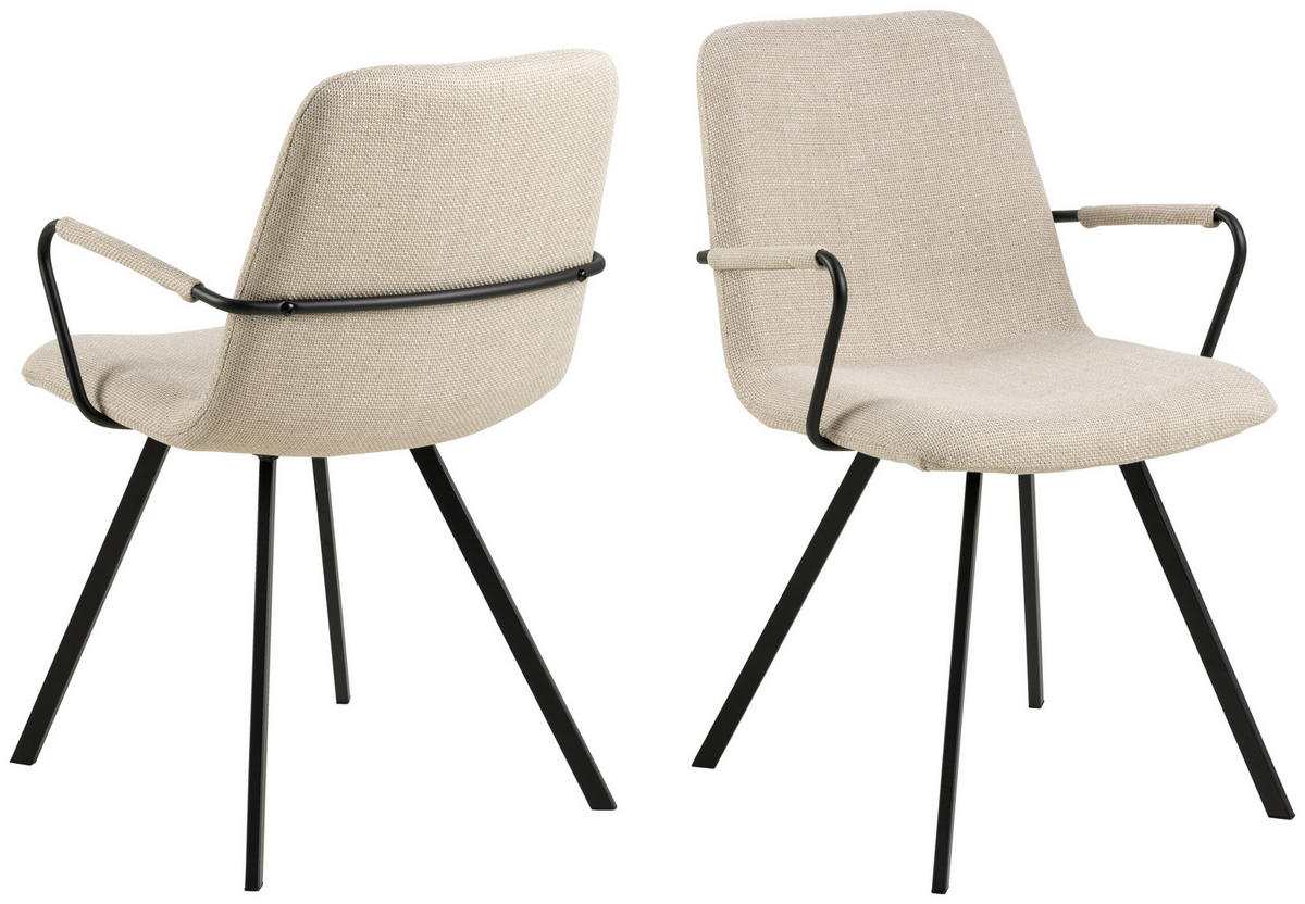 ŽIDLE S PODRUČKAMI, tkaná látka, béžová - černá/béžová, Design, kov/textil (55,5/85/50,5cm) - MID.YOU