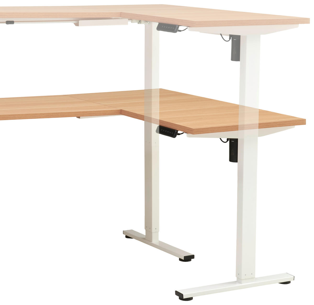 ECKSCHREIBTISCH höhenverstellbar  - Eichefarben/Weiß, MODERN, Holzwerkstoff/Metall (180/120/74,5-119cm) - MID.YOU