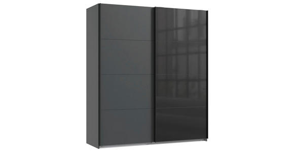 SCHWEBETÜRENSCHRANK  in Graphitfarben, Schwarz  - Schwarz/Graphitfarben, Design, Glas/Holzwerkstoff (180/208/65cm) - Carryhome