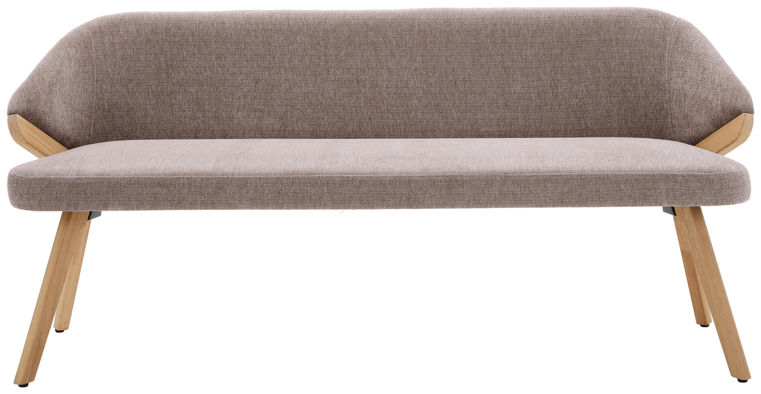 SITZBANK 231/83/59 cm Chenille Braun Eiche massiv  - Eiche Bianco/Braun, KONVENTIONELL, Holz/Textil (231/83/59cm) - Linea Natura