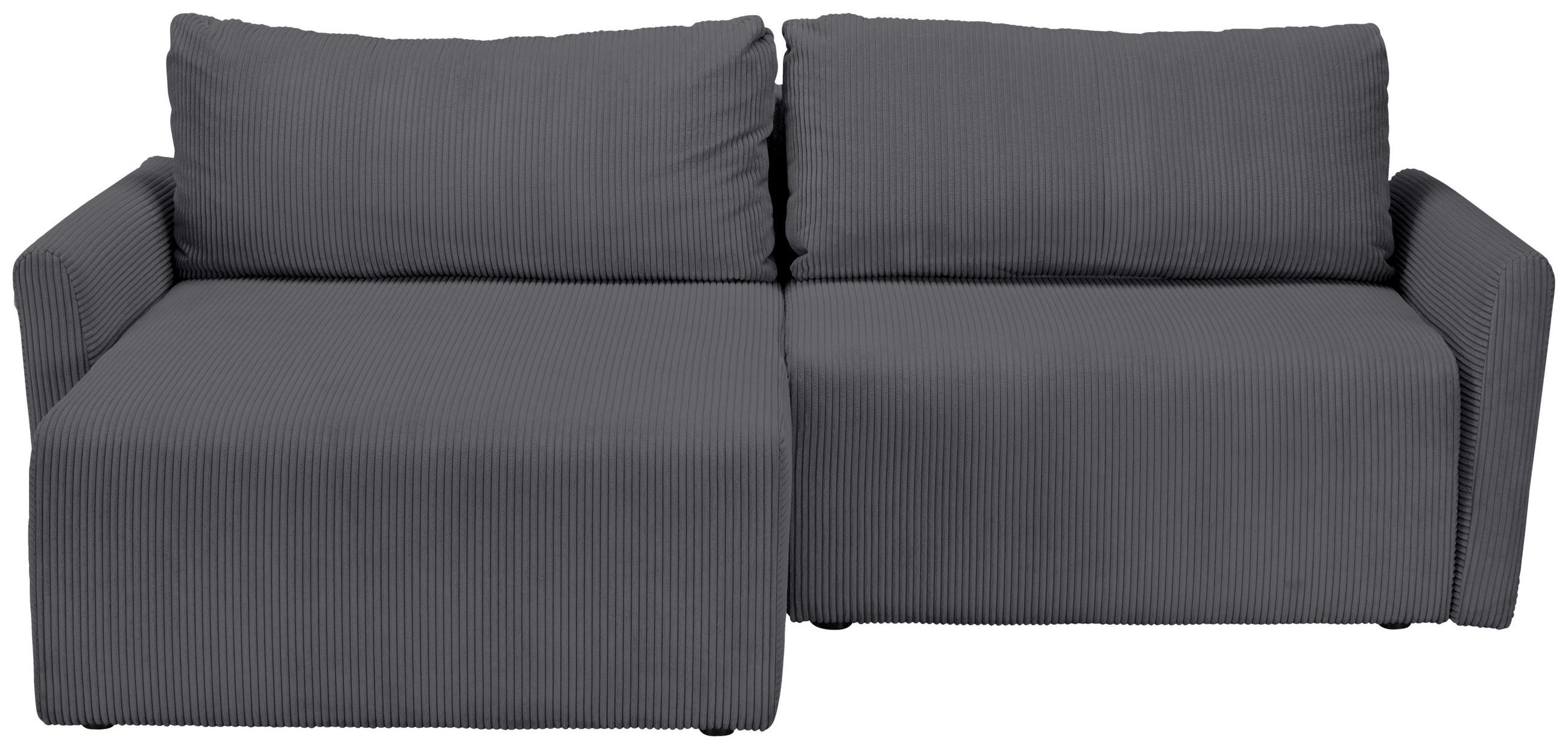ECKSOFA Grau Cord  - Schwarz/Grau, KONVENTIONELL, Kunststoff/Textil (228/146cm) - MID.YOU