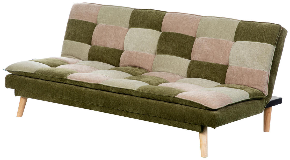SCHLAFSOFA Chenille Grün, Hellgrün, Hellbraun  - Hellbraun/Naturfarben, Design, Holz/Textil (180cm) - MID.YOU