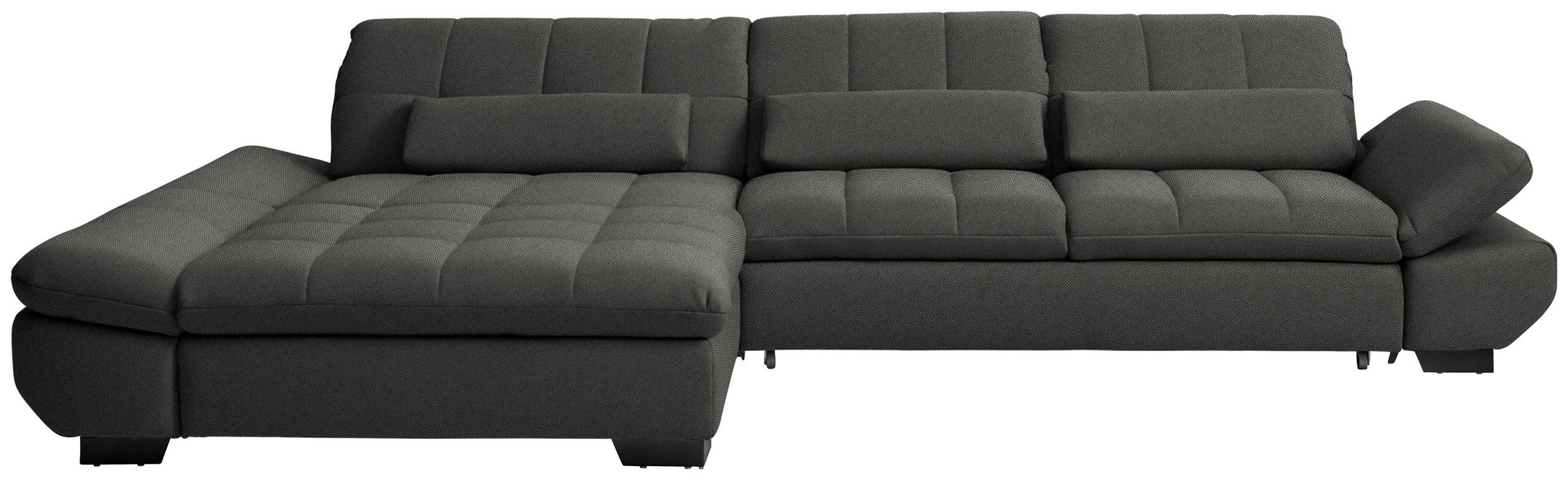 ECKSOFA Flachgewebe Dunkelgrau  - Dunkelgrau/Schwarz, Design, Textil/Metall (204/341cm) - Xora
