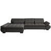 ECKSOFA  in Flachgewebe Dunkelgrau  204/341 cm  - Dunkelgrau/Schwarz, Design, Textil/Metall (204/341cm) - Xora