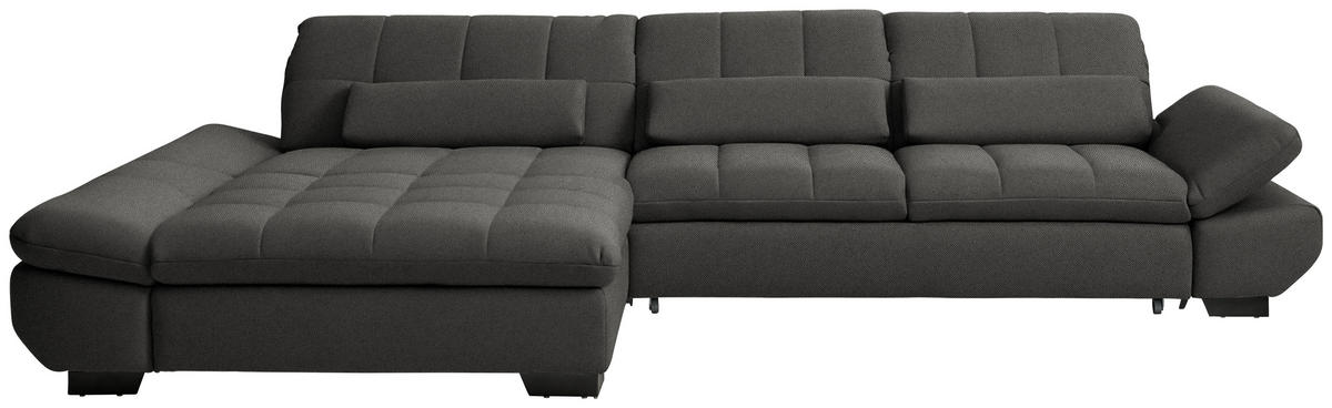 ECKSOFA Flachgewebe Dunkelgrau  - Dunkelgrau/Schwarz, Design, Textil/Metall (204/341cm) - Xora