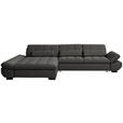 ECKSOFA  in Flachgewebe Dunkelgrau  204/341 cm  - Dunkelgrau/Schwarz, Design, Textil/Metall (204/341cm) - Xora