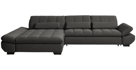 ECKSOFA  in Flachgewebe Dunkelgrau  204/341 cm  - Dunkelgrau/Schwarz, Design, Textil/Metall (204/341cm) - Xora
