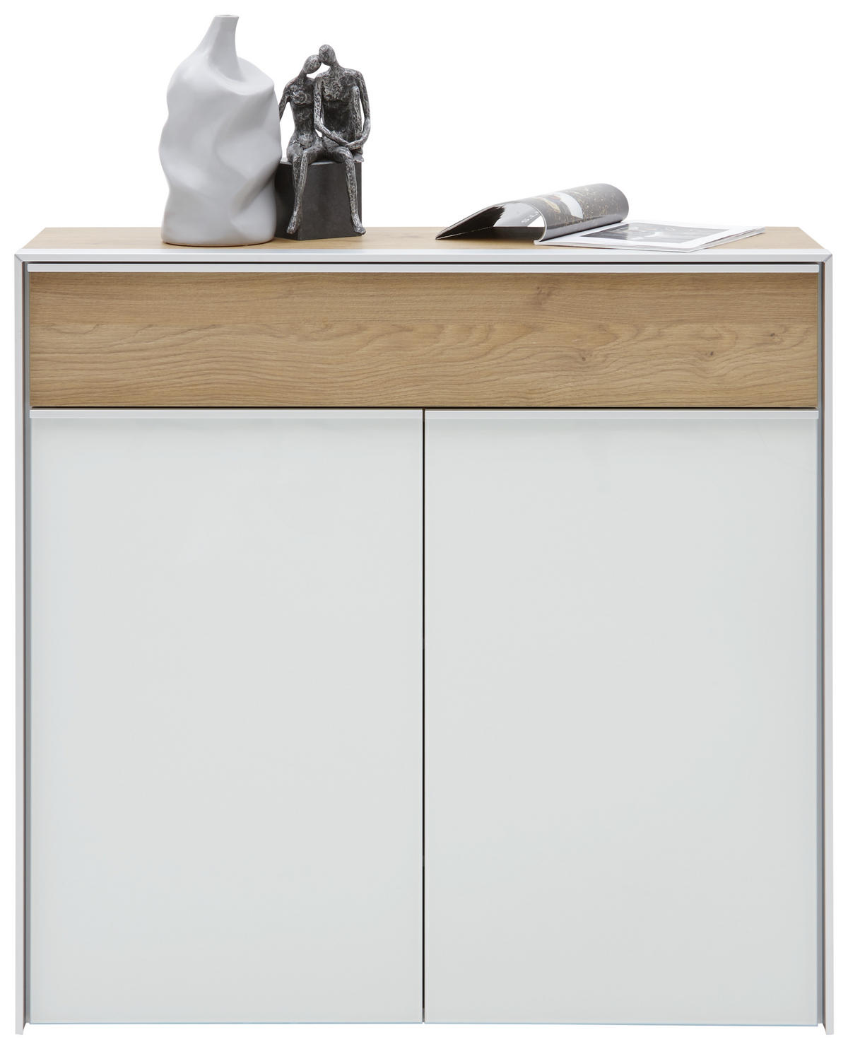 SCHUHSCHRANK Eiche Weiß, Eichefarben, Alufarben  - Eichefarben/Alufarben, Design, Glas/Holzwerkstoff (102/98/33,5cm) - Dieter Knoll