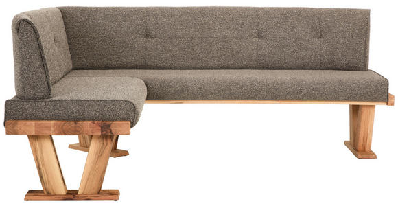 ECKBANK 155/205 cm Jacquard, Flachgewebe Braun Balkeneiche massiv - Eichefarben/Braun, Natur, Holz/Textil (155/205cm) - Moderano