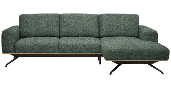 ECKSOFA in Struktur Grün 262/157 cm - Schwarz/Grün, Design, Textil/Metall (262/157cm) - Novel