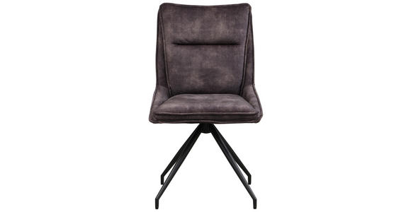 STUHL  Sitzfläche 360° drehbar Webstoff  Schwarz, Dunkelbraun  - Dunkelbraun/Schwarz, Design, Textil/Metall (52/92/61cm) - Carryhome