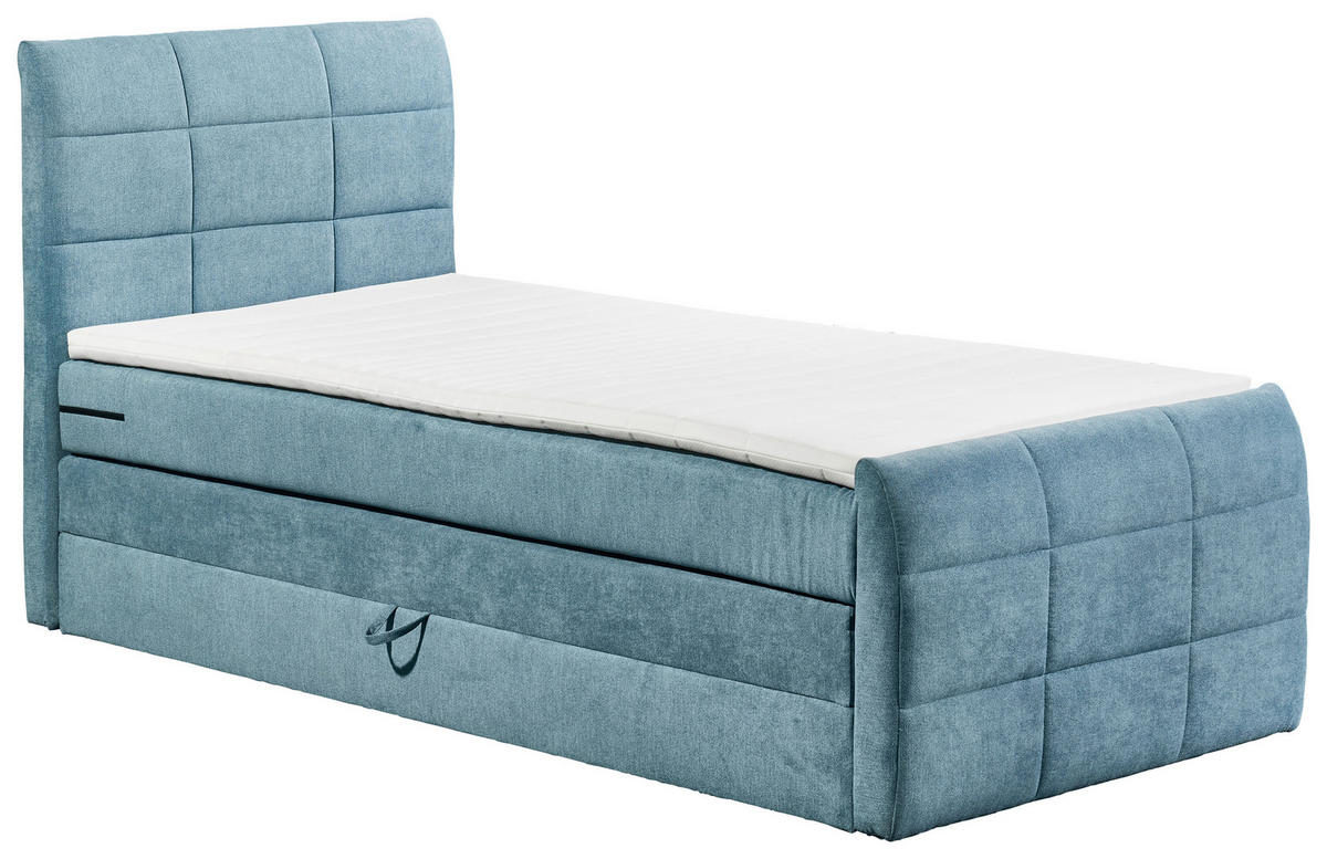 BOXSPRINGBETT 100/200 cm,  in Blau  - Blau, Basics, Holzwerkstoff/Kunststoff (100/200cm) - Xora