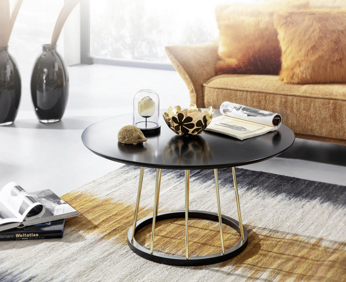 COUCHTISCH in Holzwerkstoff 80/80/42 cm  - Goldfarben/Schwarz, Modern, Holzwerkstoff/Metall (80/80/42cm) - MID.YOU