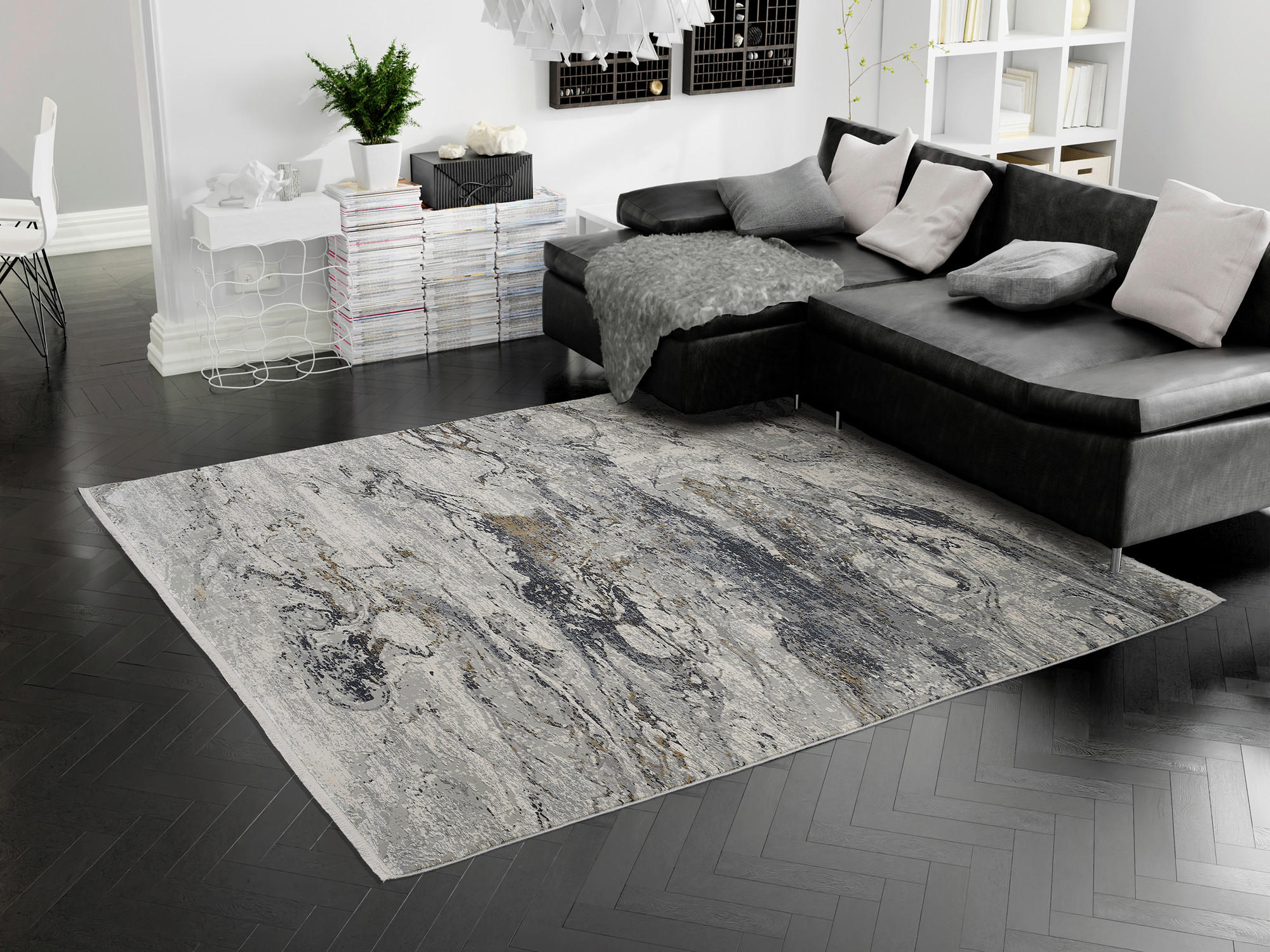 WEBTEPPICH 67/130 cm Lille Grau, Goldfarben - Goldfarben/Grau, Design, Textil (67/130cm) - Dieter Knoll