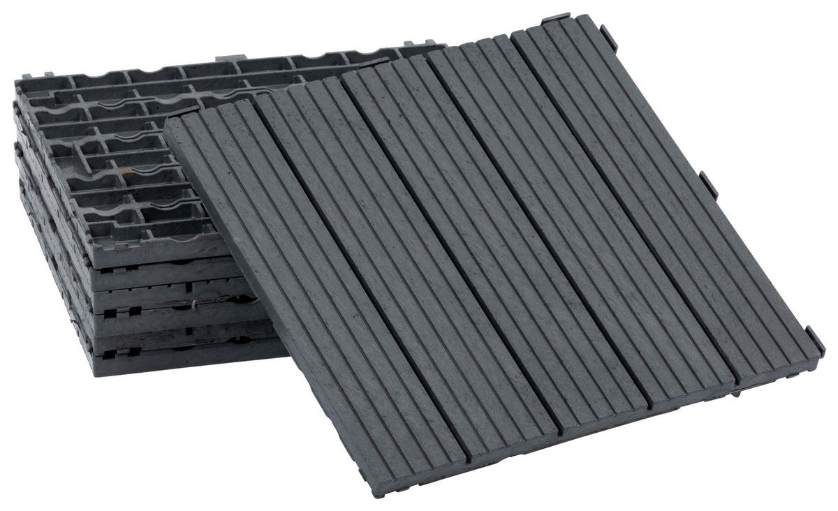 TERRASSENFLIESE 30X30CM 6-ER SET  - Edelstahlfarben, MODERN, Kunststoff (31,5/31,5/9cm)