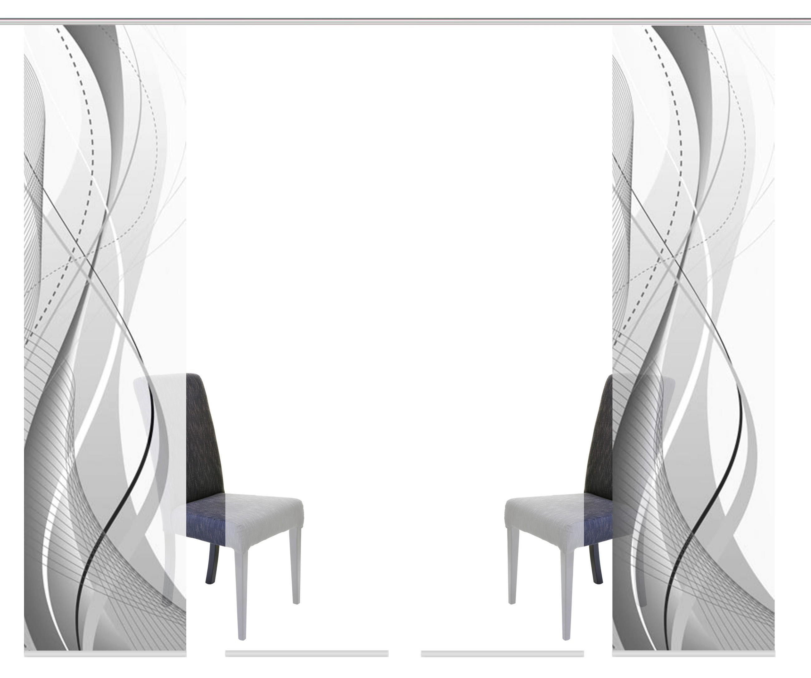 FLÄCHENVORHANG  4 Stück  halbtransparent   4x60/245 cm  - Grau, Design, Textil (4x60/245cm)