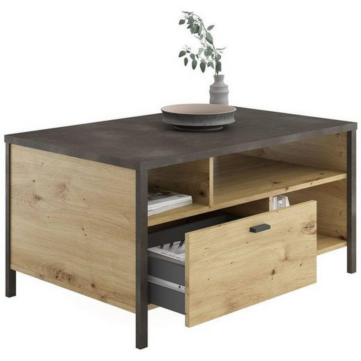 COUCHTISCH in Holzwerkstoff 95/48/59,5 cm  - Schwarz/Eiche Artisan, KONVENTIONELL, Holzwerkstoff/Kunststoff (95/48/59,5cm) - MID.YOU