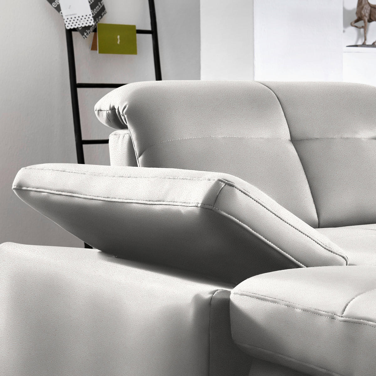 WOHNLANDSCHAFT  in Mikrofaser Creme  - Chromfarben/Creme, Design, Textil (195/371/260cm) - Beldomo Style