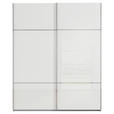 SCHWEBETÜRENSCHRANK  in Grau, Weiß  - Chromfarben/Weiß, KONVENTIONELL, Glas/Holzwerkstoff (181/223/67cm) - Novel