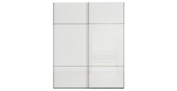 SCHWEBETÜRENSCHRANK in Grau, Weiß - Chromfarben/Weiß, KONVENTIONELL, Glas/Holzwerkstoff (181/223/67cm) - Novel