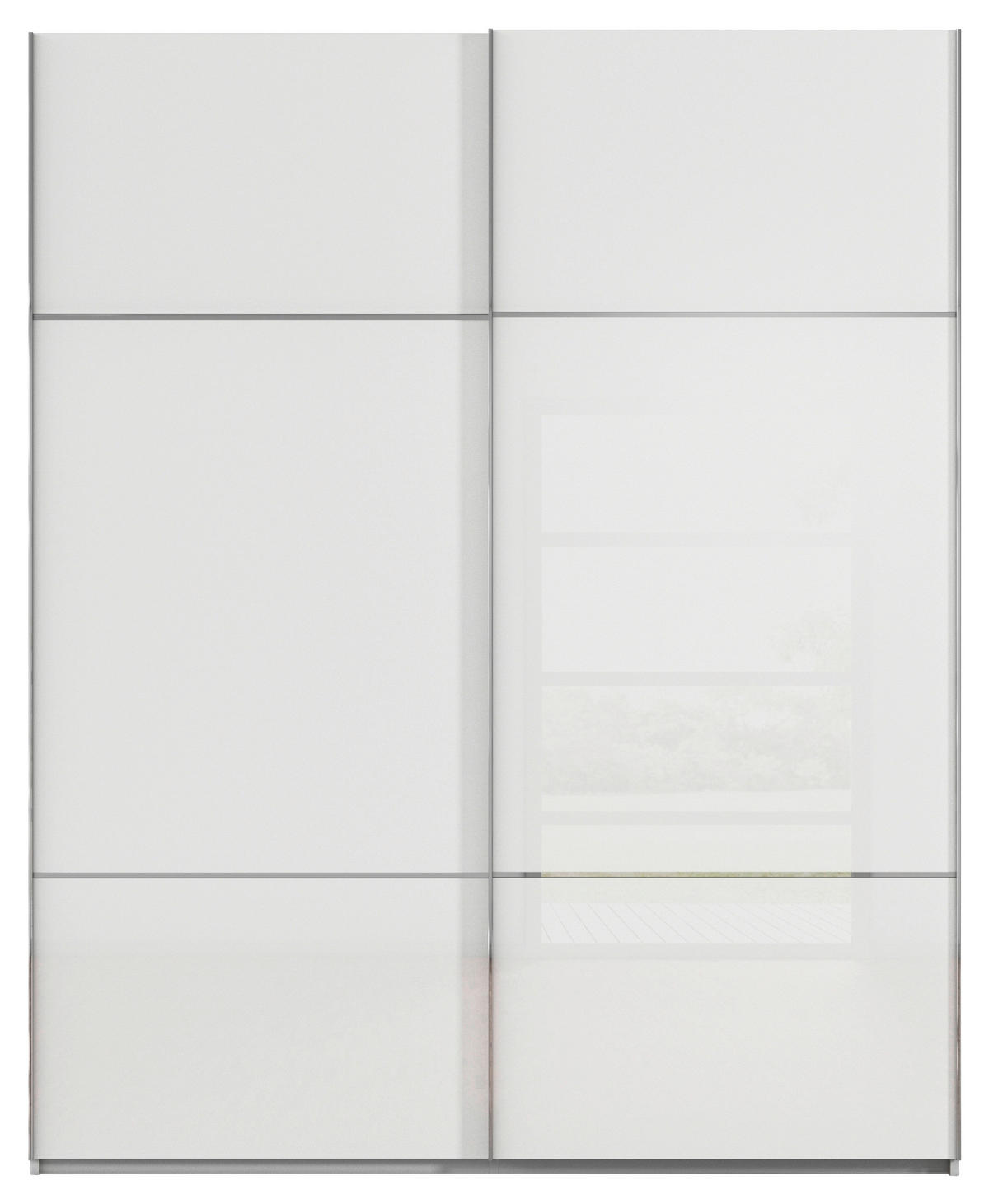 SCHWEBETÜRENSCHRANK in Grau, Weiss  - Chromfarben/Weiss, Konventionell, Glas/Holzwerkstoff (201/223/67cm) - Novel