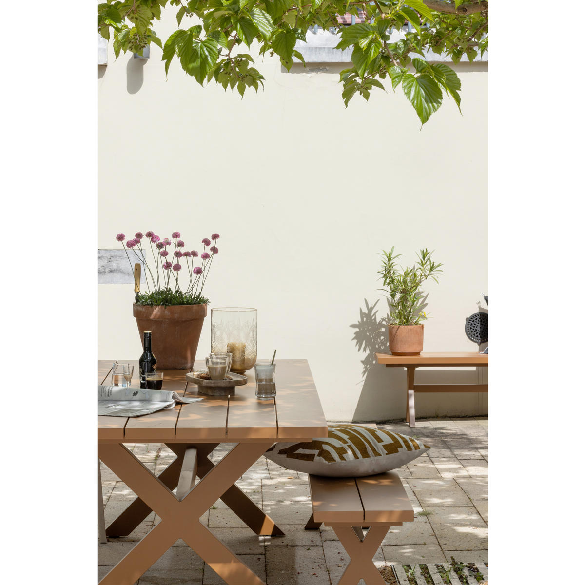 GARTENSTUHL-SET Weiß  - Weiß, MODERN, Naturmaterialien/Kunststoff (52/75/53cm) - Gardenson