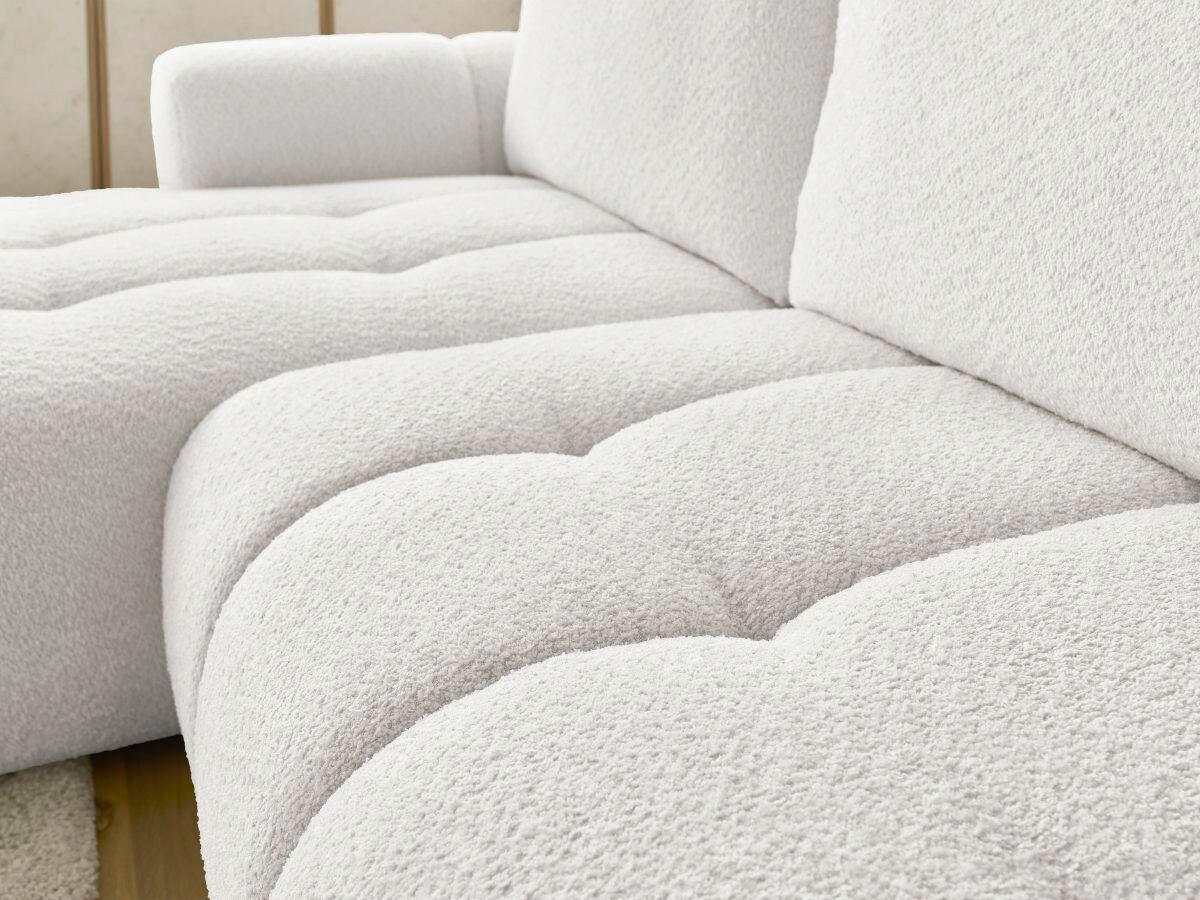 ECKSCHLAFSOFA FUJI Bouclé Weiß  inkl.  - Schwarz/Weiß, MODERN, Kunststoff/Textil (292/160cm)